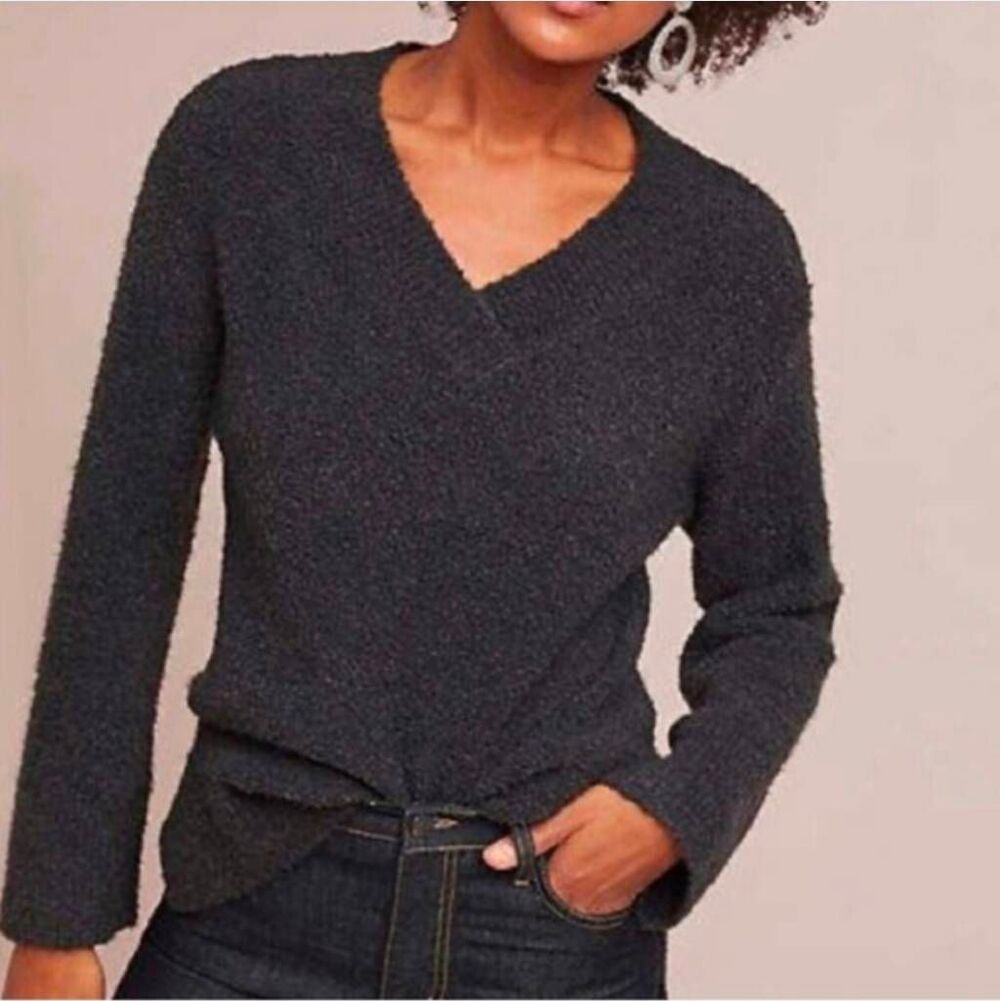 Anthropologie Clayton Charcoal Gray Alpaca Wool Blend V-neck Sweater Size Small